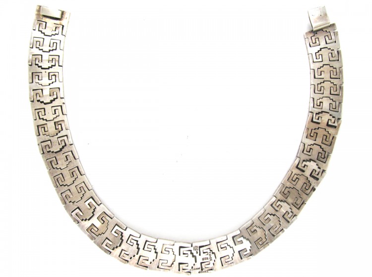 Mexican Indian Design Silver Collar