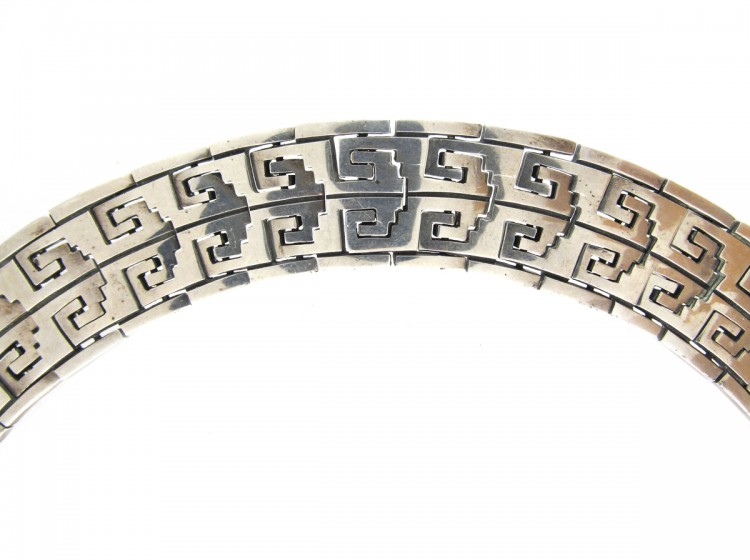 Mexican Indian Design Silver Collar