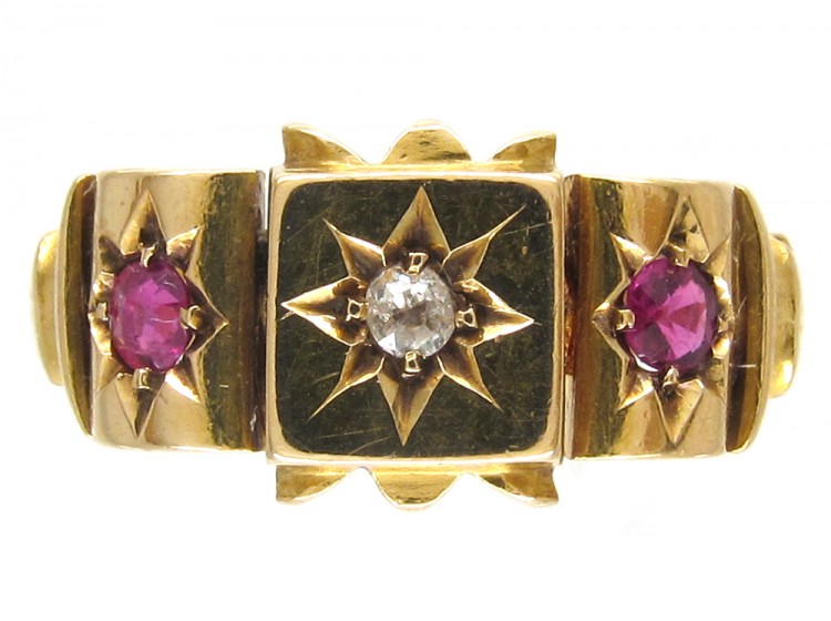 Victorian 18ct Gold Ruby & Diamond Ring