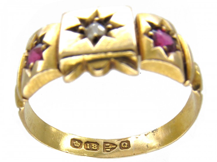 Victorian 18ct Gold Ruby & Diamond Ring