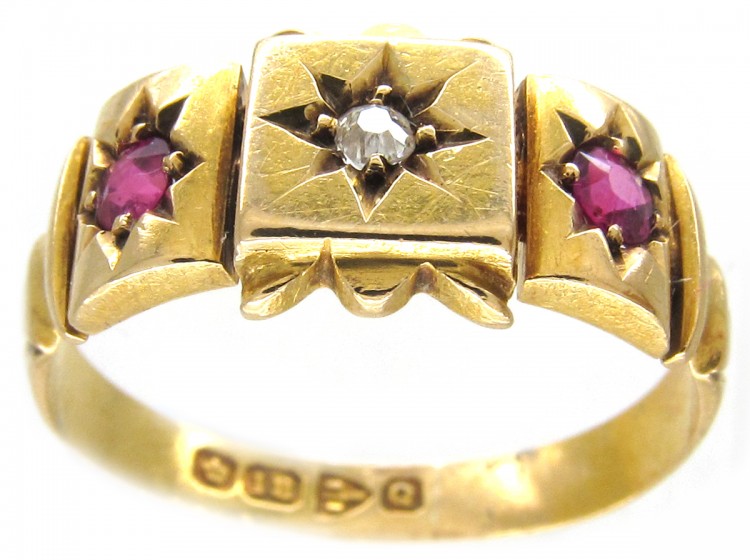 Victorian 18ct Gold Ruby & Diamond Ring