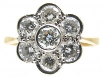Edwardian 18ct Gold & Platinum Diamond Daisy Cluster Ring