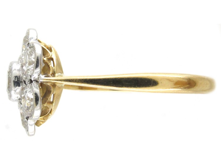 Edwardian 18ct Gold & Platinum Diamond Daisy Cluster Ring