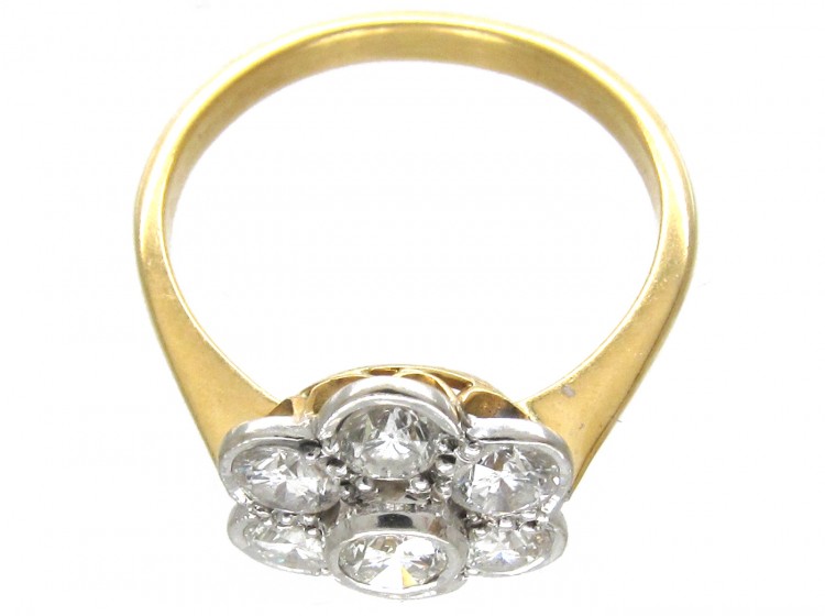 Edwardian 18ct Gold & Platinum Diamond Daisy Cluster Ring