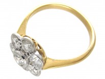 Edwardian 18ct Gold & Platinum Diamond Daisy Cluster Ring
