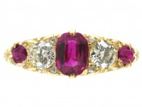 Edwardian Ruby & Diamond Five Stone Ring