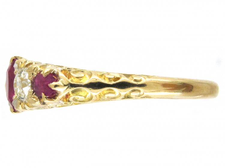 Edwardian Ruby & Diamond Five Stone Ring
