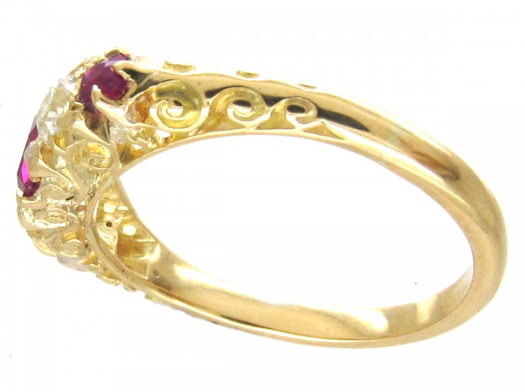Edwardian Ruby & Diamond Five Stone Ring