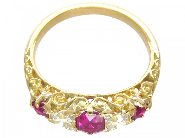 Edwardian Ruby & Diamond Five Stone Ring