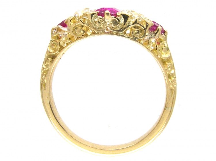 Edwardian Ruby & Diamond Five Stone Ring