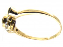 Edwardian 18ct Gold Sapphire & Natural Pearl Cluster Ring