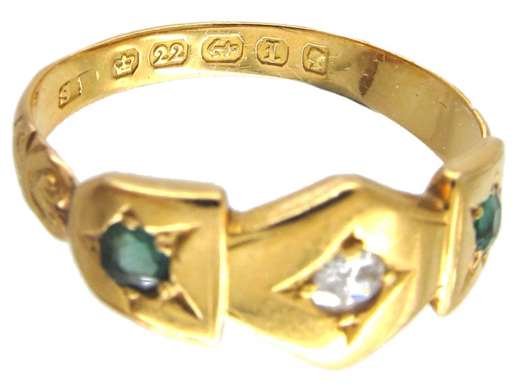 Victorian 22ct Gold Emerald & Diamond Ring