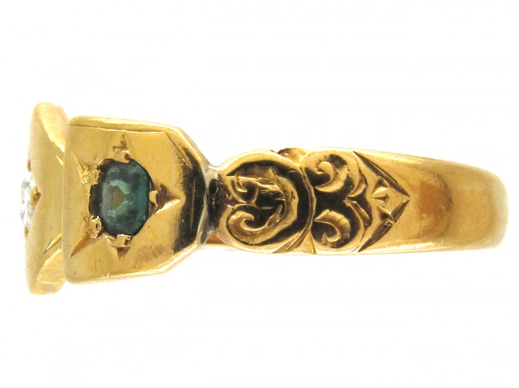 Victorian 22ct Gold Emerald & Diamond Ring