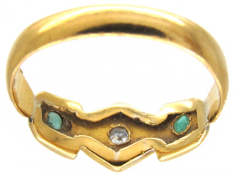 Victorian 22ct Gold Emerald & Diamond Ring