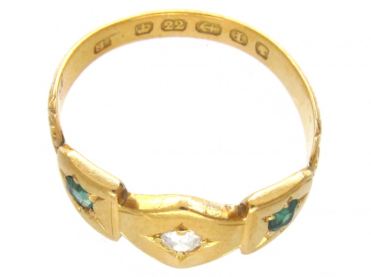 Victorian 22ct Gold Emerald & Diamond Ring