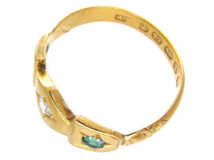 Victorian 22ct Gold Emerald & Diamond Ring