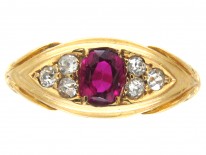 Victorian 18ct Gold Ruby & Diamond Ring