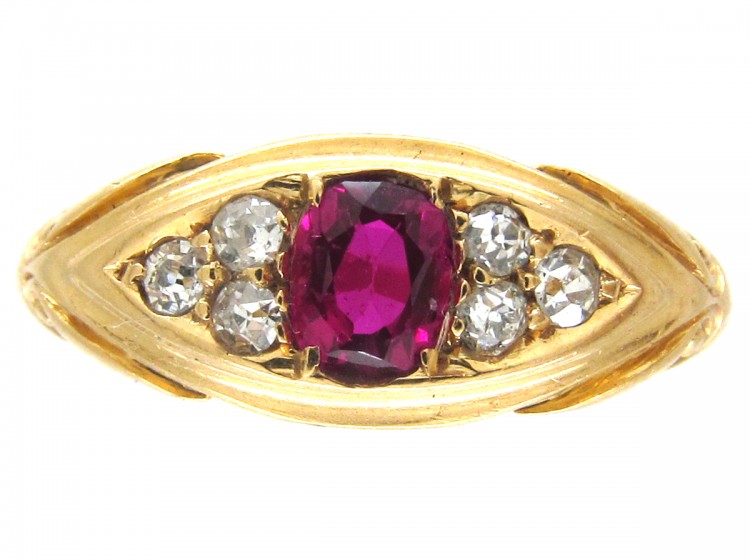 Victorian 18ct Gold Ruby & Diamond Ring