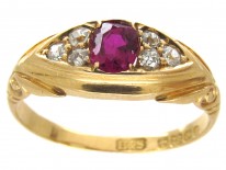 Victorian 18ct Gold Ruby & Diamond Ring