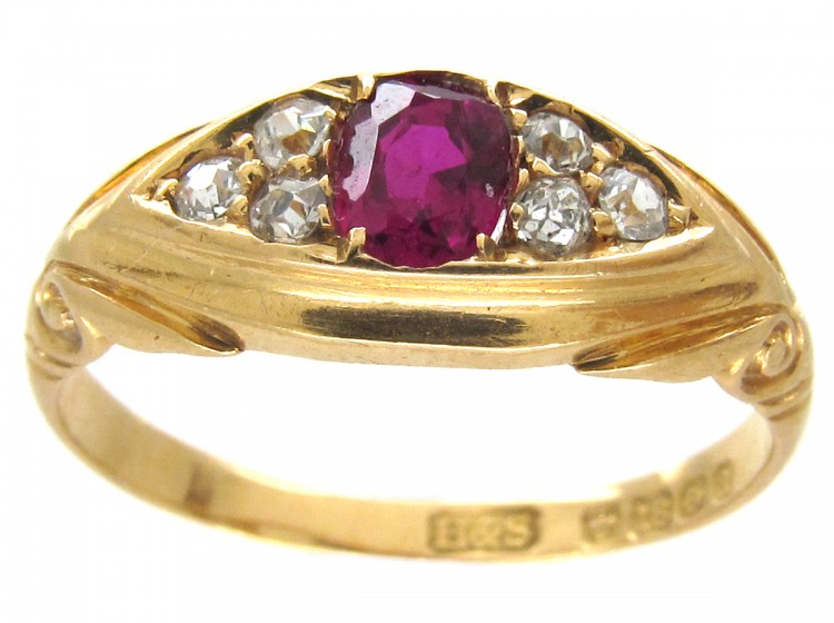 Victorian 18ct Gold Ruby & Diamond Ring