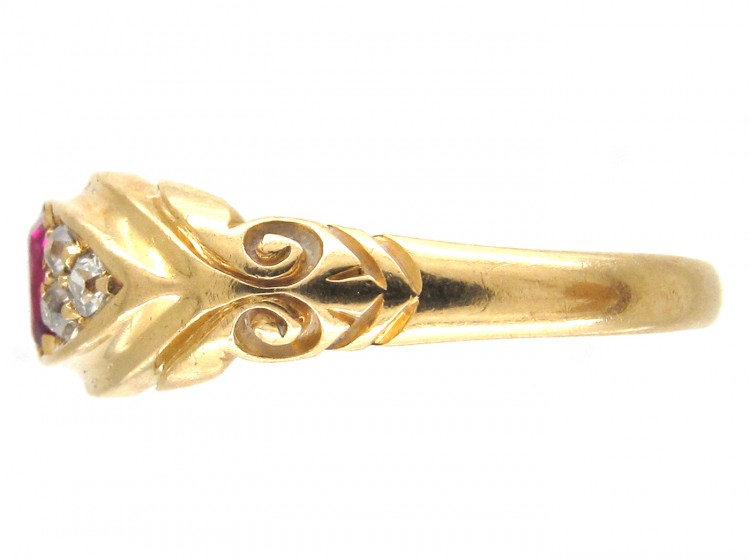 Victorian 18ct Gold Ruby & Diamond Ring