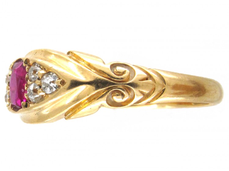Victorian 18ct Gold Ruby & Diamond Ring