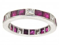 Art Deco Platinum Diamond & Ruby Eternity Ring