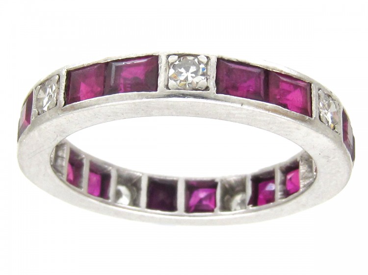 Art Deco Platinum Diamond & Ruby Eternity Ring