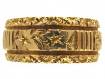 Victorian 18ct Gold Wide Vine Leaf Design Wedding Ring