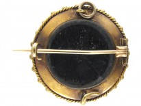 Victorian 15ct Gold, Enamel & Banded Sardonyx Round Brooch