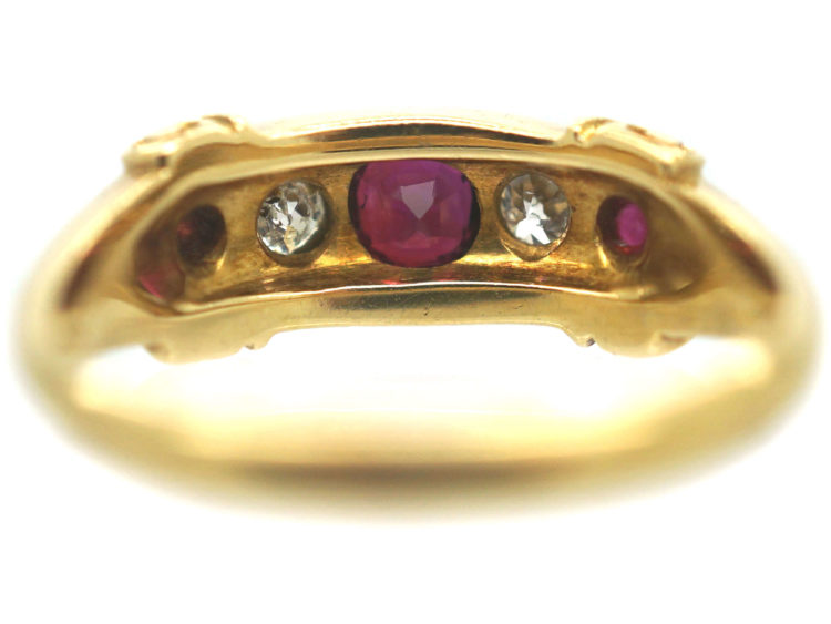 Edwardian 18ct Gold Ruby & Diamond Five Stone Ring