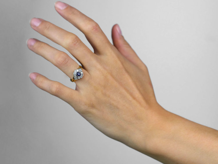 Sapphire & Diamond Cluster Ring