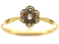 Edwardian 18ct Gold & Platinum Diamond Set Oval Daisy Cluster Ring