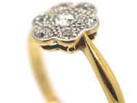 Edwardian 18ct Gold & Platinum Diamond Set Oval Daisy Cluster Ring