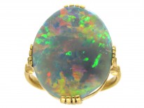 18ct Gold Large Oval Black Opal Ring