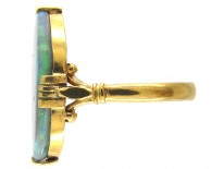 18ct Gold Large Oval Black Opal Ring