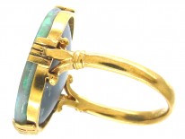 18ct Gold Large Oval Black Opal Ring