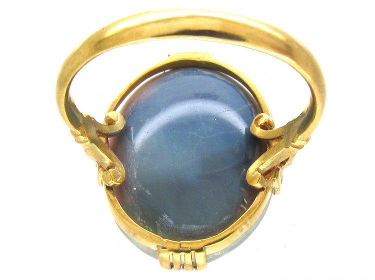 18ct Gold Large Oval Black Opal Ring