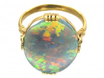 18ct Gold Large Oval Black Opal Ring