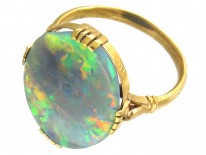 18ct Gold Large Oval Black Opal Ring