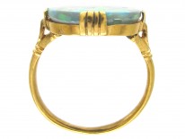 18ct Gold Large Oval Black Opal Ring