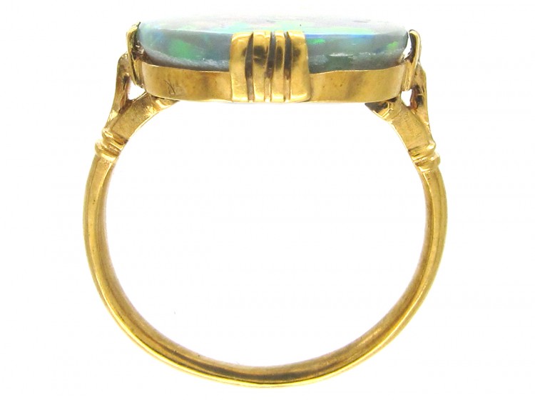 18ct Gold Large Oval Black Opal Ring