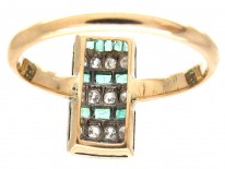 Art Deco Emerald & Diamond Rectangular Stripes Ring