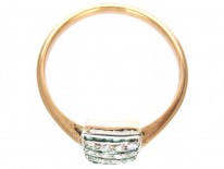 Art Deco Emerald & Diamond Rectangular Stripes Ring