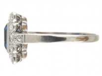 Art Deco Platinum, Sapphire & Diamond Rectangular Ring