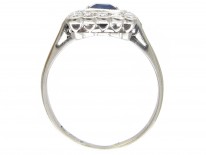 Art Deco Platinum, Sapphire & Diamond Rectangular Ring