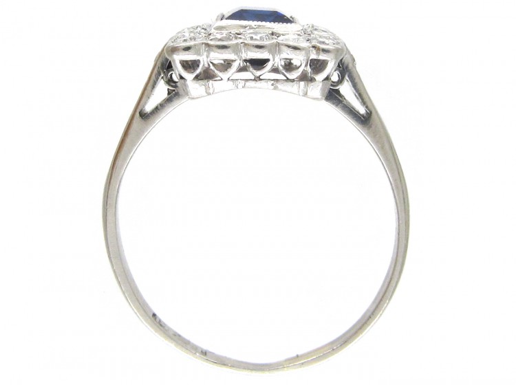 Art Deco Platinum, Sapphire & Diamond Rectangular Ring
