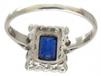 Art Deco Platinum, Sapphire & Diamond Rectangular Ring