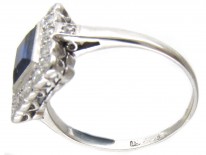 Art Deco Platinum, Sapphire & Diamond Rectangular Ring