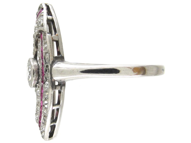 Art Deco Platinum, Ruby & Diamond Wrapover Ring